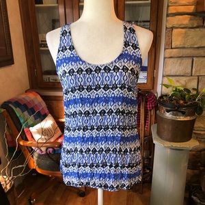 CYNTHIA ROWLEY SIZE MEDIUM BLUE RACERBACK BLOUSE EUC